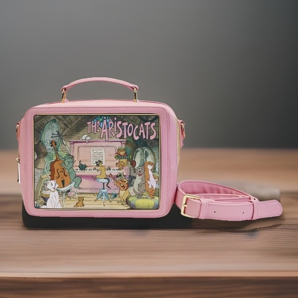 Loungefly Handbags - DISNEY ARISTOCATS‎ LUNCHBOX Pink CROSSBODY BAG LOUNGEFLY New